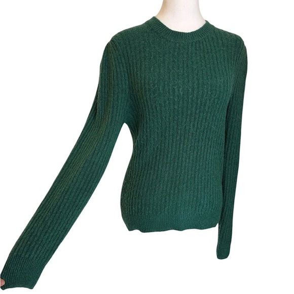 Gerard Darel Paris Women’s Sweater Green Alpaca Blend Ribbed Made In Italy - Picture 3 of 13